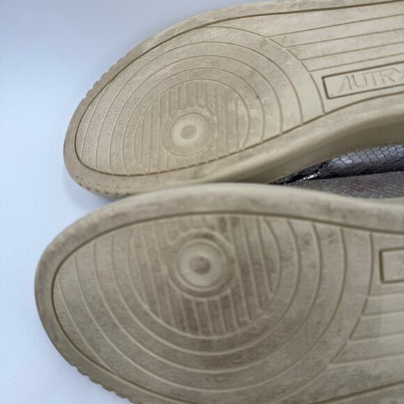 Autry Medalist Shoes SZ 41 (US 11) Sneaker Silver Metallic Snake Low Top Leather - Picture 15 of 16